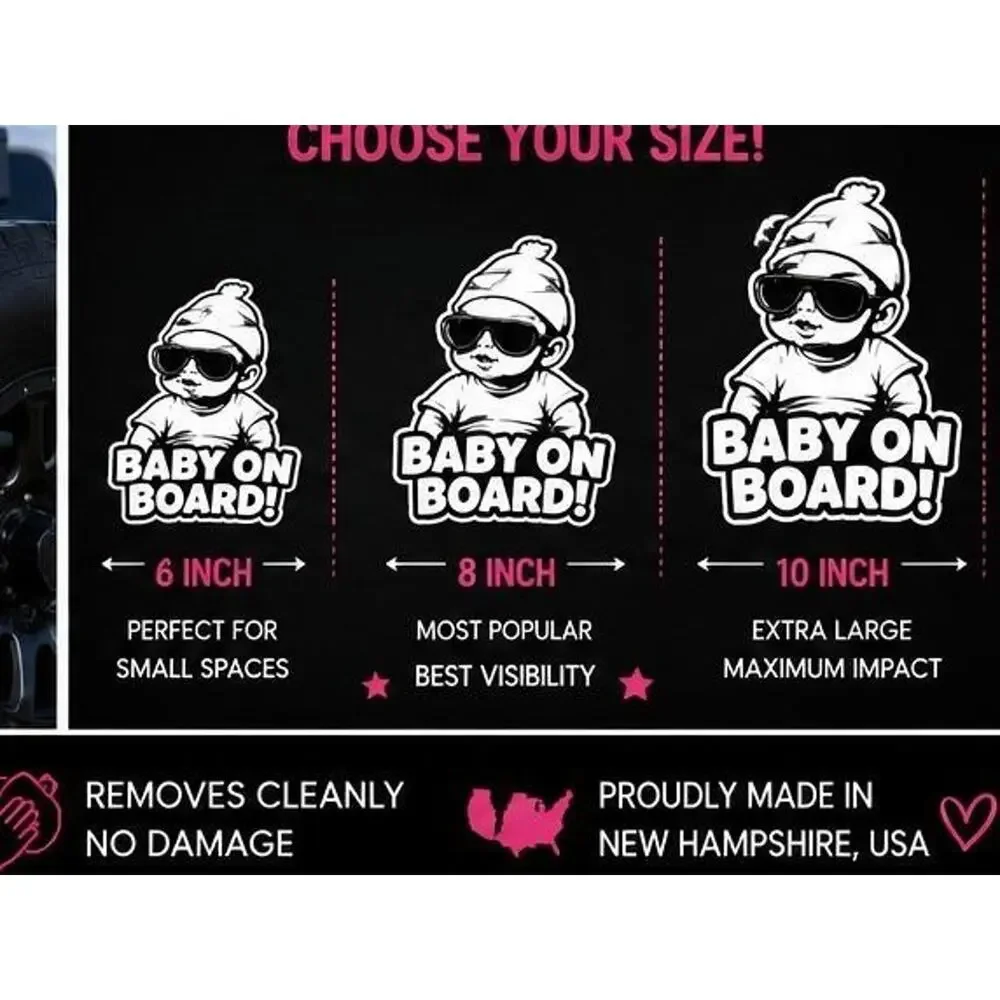 Baby On Board Vinyl Decal | Funny Car Window Sticker | Waterproof Die-Cut
